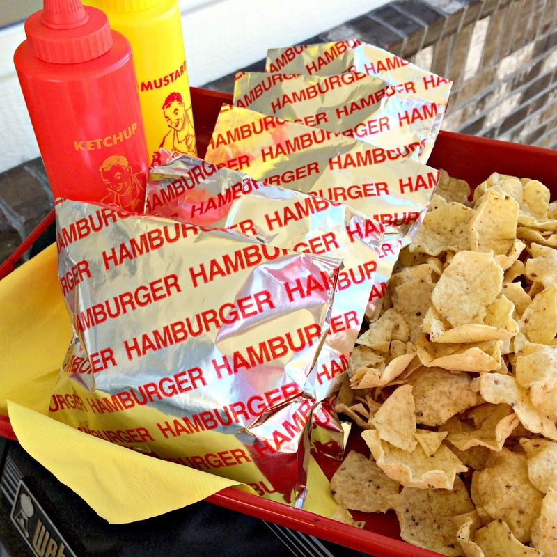Outside the Box Papers Printed Foil Hamburger and Cheeseburger Bags - 50 Each - Silver Red Yellow - Image 4